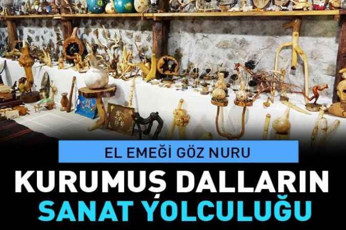 Kurumuş ağaç dalları ve kökleri usta ellerde sanat eserine dönüşüyor 1