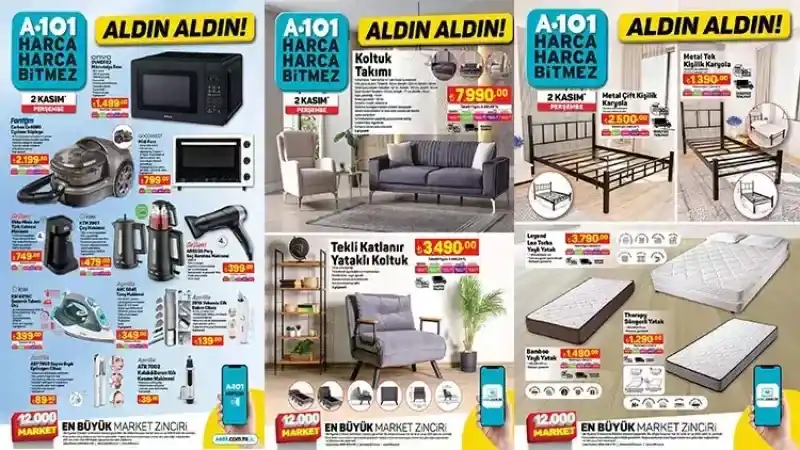 Köşe Koltuk Takımı, Yatak Çeşitleri, Berjer, Televizyon, Karyola ve Süpürge Çeşitleri Perşembe Günü Sadece A101'de! Kaçırmayın! 15