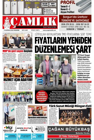 Yozgat Çamlık Gazetesi 11-06-2026