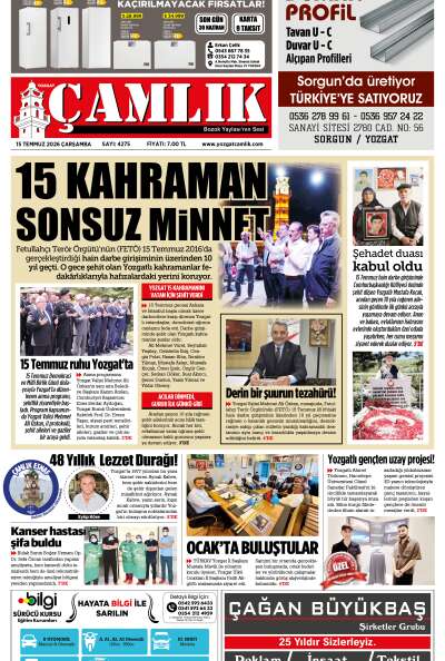 Yozgat Çamlık Gazetesi 15-07-2026