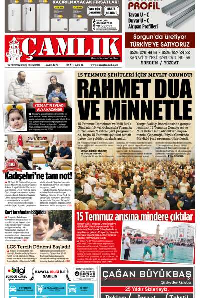 Yozgat Çamlık Gazetesi 16-07-2026