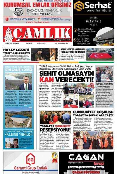 Yozgat Çamlık Gazetesi-31 Ekim 2024