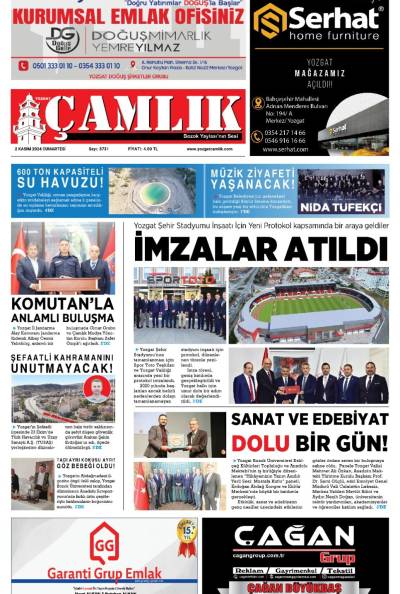 Yozgat Çamlık Gazetesi 2 Kasım 2024