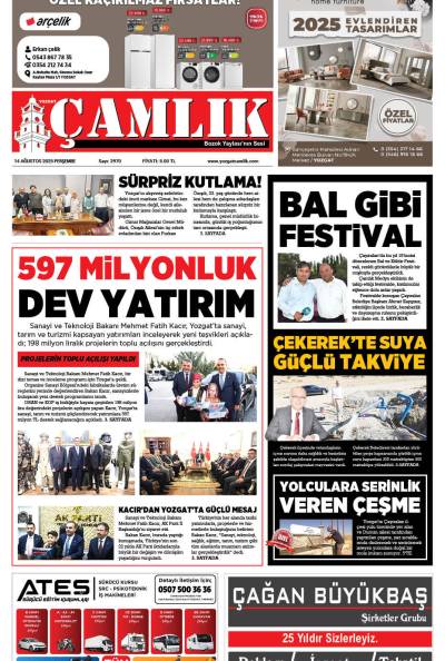 Yozgat Çamlık Gazetesi 14-08-2025