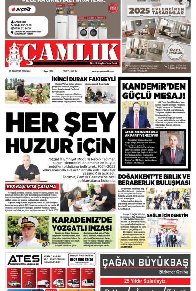 Yozgat Çamlık Gazetesi 19-08-2025