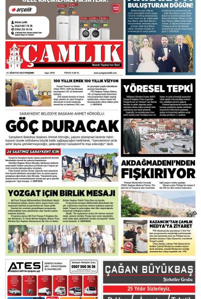 Yozgat Çamlık Gazetesi 21-08-2025