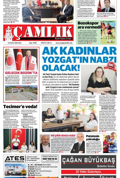 Yozgat Çamlık Gazetesi 16-09-2025