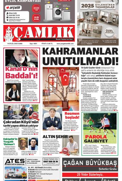 Yozgat Çamlık Gazetesi 19-09-2025