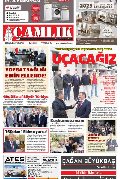 Yozgat Çamlık Gazetesi 22-09-2025