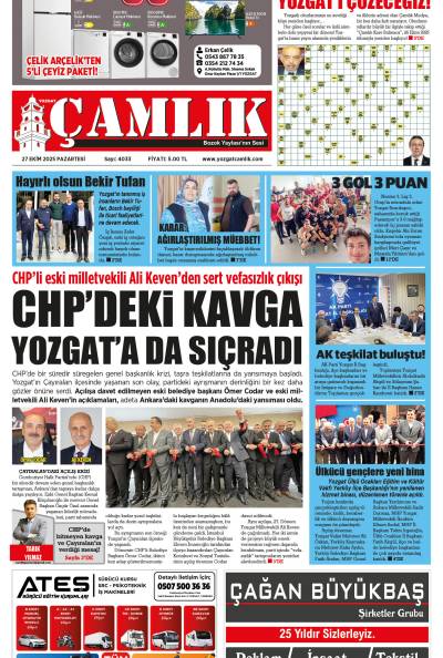 Yozgat Çamlık Gazetesi 27-10-2025