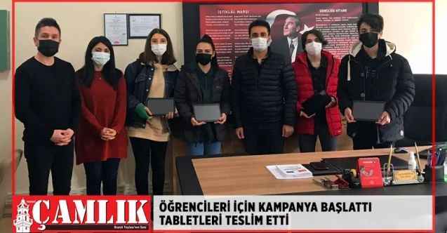 Öğrencileri için kampanya başlattı tabletleri teslim etti