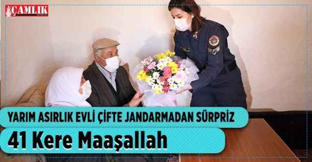 Yozgat'ta 50 yıllık evli çifte jandarmadan 14 Şubat sürprizi