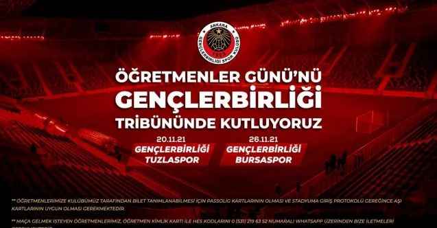 Gençlerbirliği Spor Kulübü Ankara’da Öğretmenler Günü’nü tribününde kutluyor