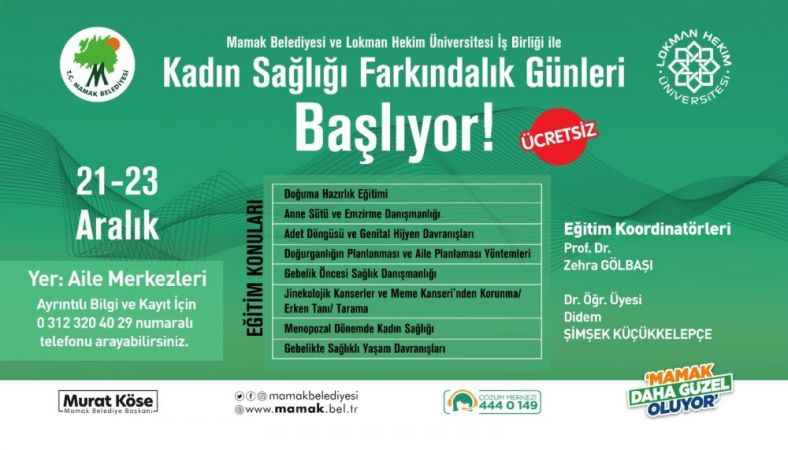 Mamak’ta Kadın Sağlığı Farkındalık Günleri Başlıyor
