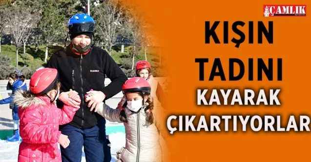 Mamak’ta kışın tadını kayarak çıkartıyorlar