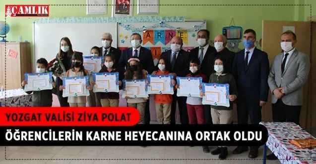 Yozgat Valisi Ziya Polat Saray Köyü Yibitaş İlkokulu öğrencilerine karnelerini verdi