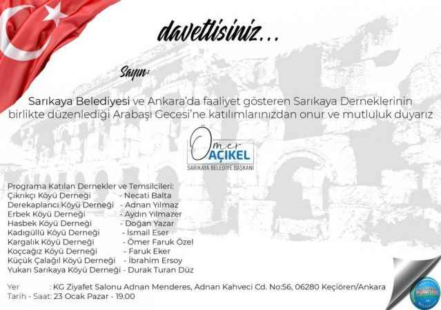 Sarıkaya Belediye Başkanı Ömer Açıkel'den davet : Aynı sofrada buluşalım