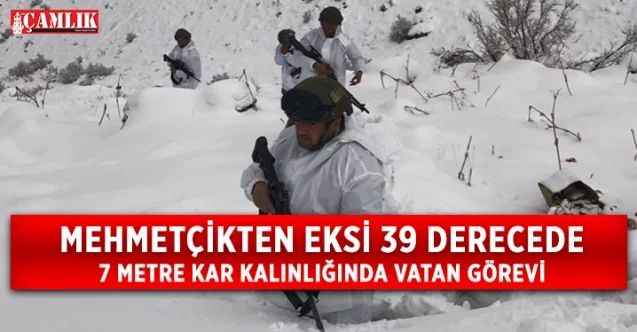 Mehmetçikten eksi 39 derecede 7 metre kar kalınlığında vatan görevi