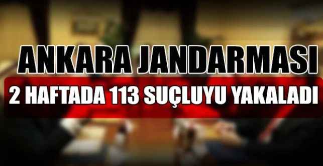 Ankara İl Jandarma Komutanlığı’nca 20 Ocak-7 Şubat tarihleri arasında gerçekleştirilen operasyonlarda ve uygulamalarda 113 kişi yakalandı