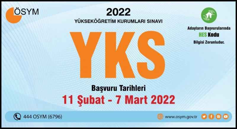 ÖSYM Başkanı Halis Aygün,“18-19 Haziran 2022 tarihlerinde gerçekleştireceğimiz (2022-YKS) başvuru kılavuzu sitemizde yayımlanmıştır, başvurularınızı 11 Şubat-7 Mart 2022 tarihleri arasında yapabilirsiniz” dedi