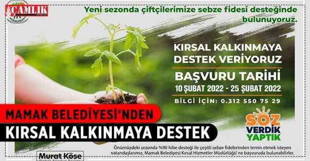 Mamak Belediyesi, çiftçilere yüzde 90 hibeyle sebze fidesi vermeye başladı