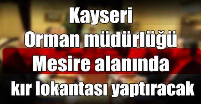 Kayseri Orman müdürlüğü Mesire alanında kır lokantası yaptıracak