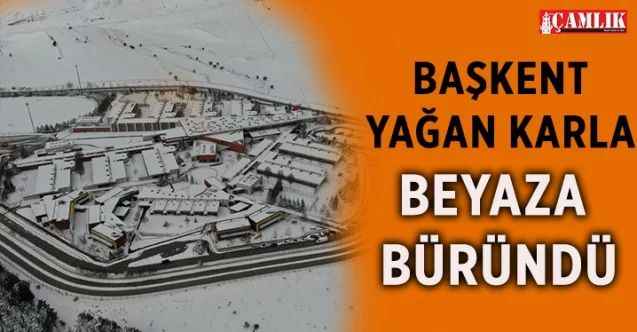 Ankara’da gece başlayan kar yağışı kenti beyaza bürüdü