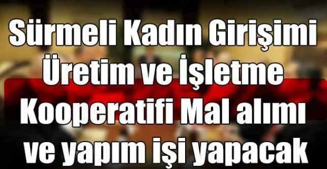 Sürmeli Kadın Girişimi Üretim ve İşletme Kooperatifi Mal alımı ve yapım işi yapacak