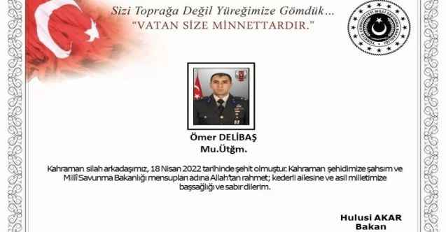 Pençe- Kilit Operasyonunda Kayserili Muharebe Üsteğmen Ömer Delibaş şehit oldu.