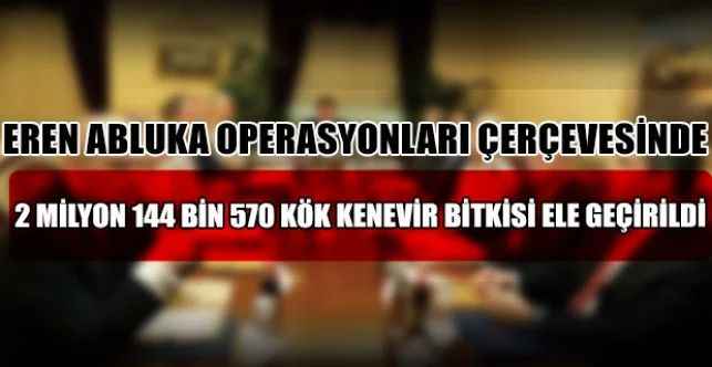 Eren Abluka Operasyonları çerçevesinde 2 milyon 144 bin 570 kök kenevir bitkisi ele geçirildi
