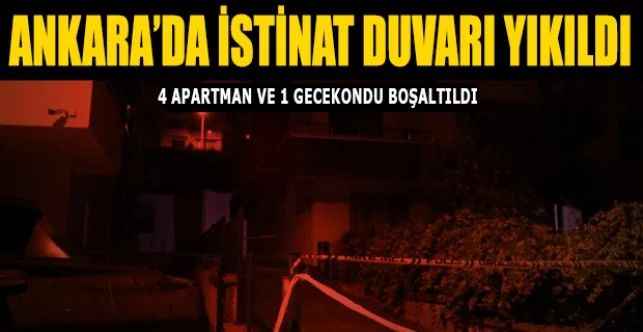 Ankara’da yoğun yağış nedeniyle bir apartmanın istinat duvarı yıkıldı