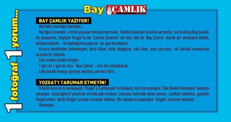 Bay Çamlık Yazıyor!