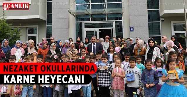 Pursaklar Belediyesi Nezaket Okullarında eğitim gören minik öğrenciler, karnelerini alarak ilk kez mezun olmanın heyecanını yaşadı
