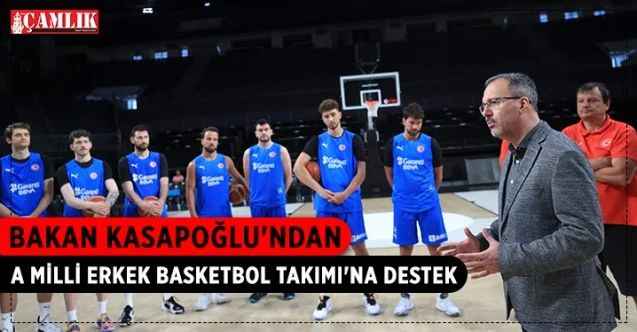 Gençlik ve Spor Bakanı Dr. Mehmet Muharrem Kasapoğlu, A Milli Erkek Basketbol Takımını antrenman yaptığı salonda ziyaret etti