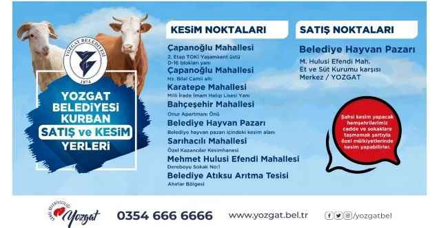 Yozgat’ta Kurban kesim yerleri belli oldu
