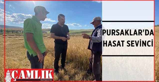 Pursaklar Belediye Başkanı Ertuğrul Çetin, tarlalarda hasat yapmaya başlayan çiftçileri ziyaret etti