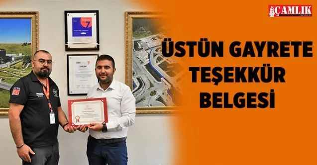 Yozgat Şehir Hastanesi'nde Üstün gayrete teşekkür belgesi