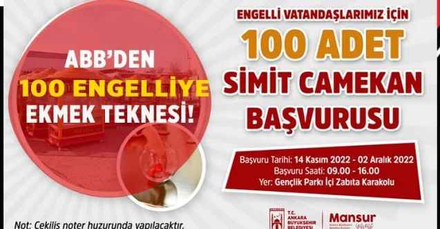 ABB'den 100 Engelliye ekmek teknesi: Simit tezgahları dağıtılacak başvurular başladı!