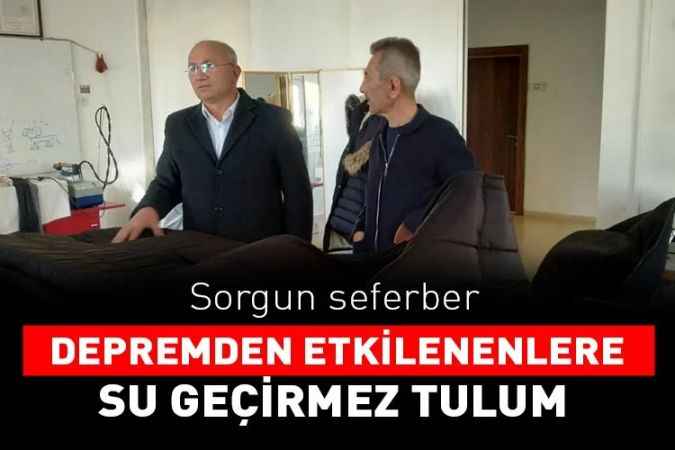 Sorgun’dan deprem bölgesine 245 adet su geçirmez tulum