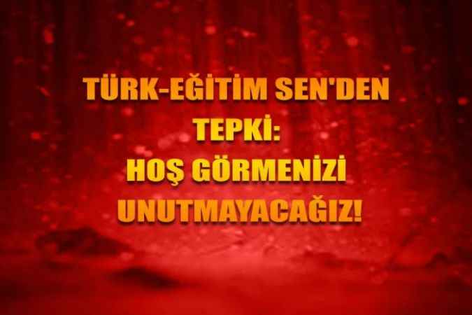 Türk-Eğitim Sen'den Tepki: Hor Görmenizi Unutmayacağız!