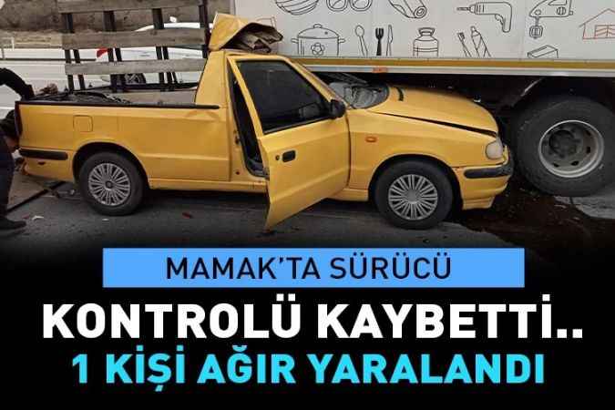 Pikabın kamyonetin altına girdiği kazada 1 kişi ağır yaralandı