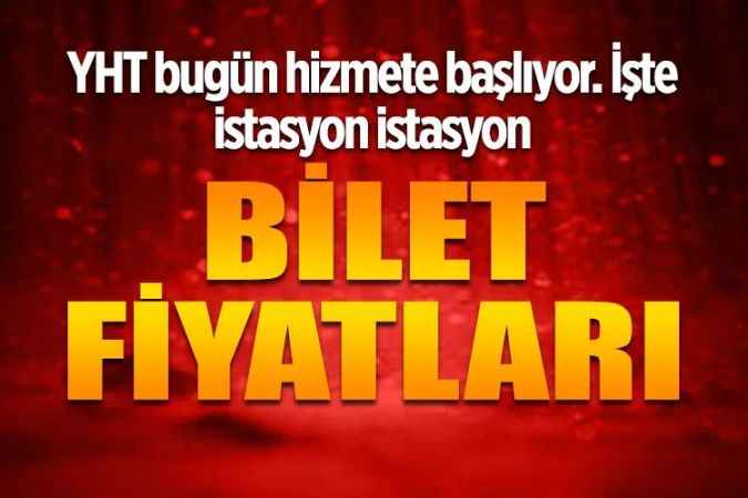 Ankara - Sivas YHT'de istasyon istasyon bilet fiyatları