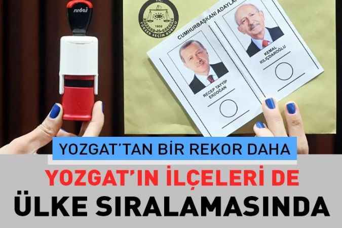 Cumhurbaşkanı Recep Tayyip Erdoğan’a en fazla destek veren iller.... Yozgat ilçelerde de rekorun sahibi oldu! Yozgat’ 1’inciliği göğüsleyen ilçemiz hangisi?