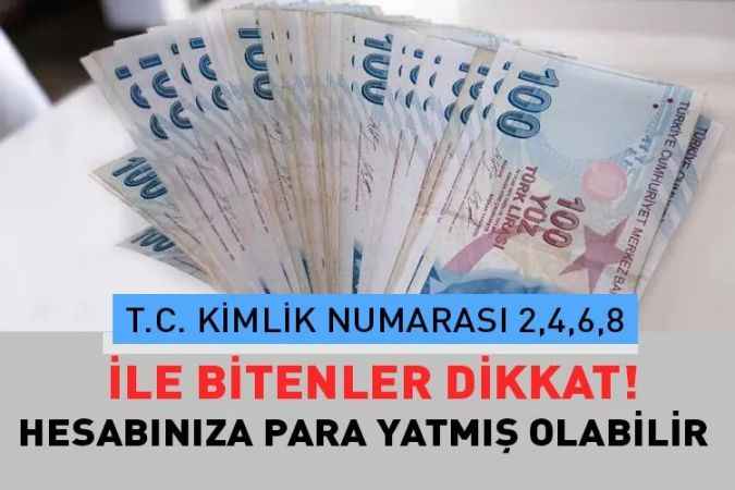Milyonlarca vatandaşa destek veriliyor. T.C. kimlik numarası 2,4,6,8 ile bitenler dikkat hesabınıza para yatmış olabilir