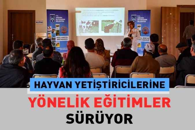 Ankara Büyükşehir Belediyesi, Gölbaşı Oyaca Mahallesi’ndeki hayvan yetiştiricilerine hayvan bakımı konusunda eğitim veriyor.
