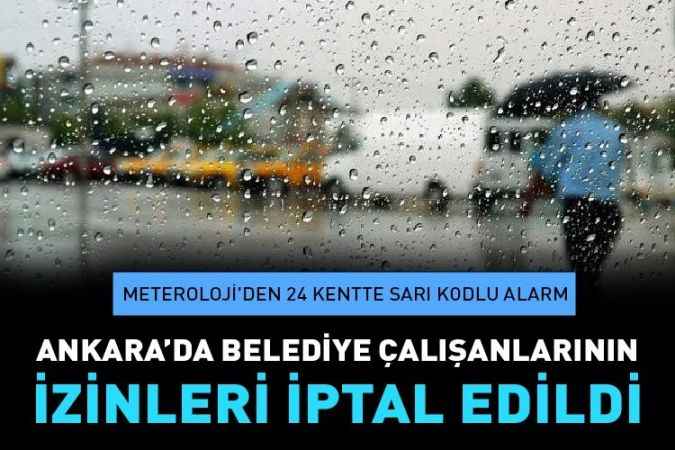 Meteroloji bugün beklenen kuvvetli yağışlar sebebiyle 24 kente sarı kodlu uyarıda bulundu.
