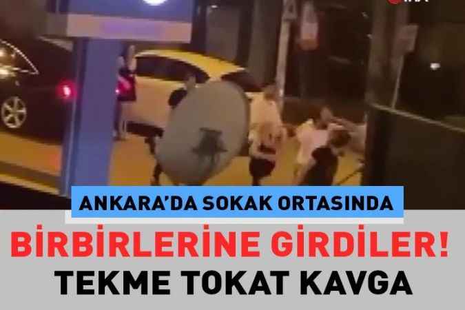 Ankara’nın Çankaya ilçesinde sokak ortasında tekme tokat birbirine saldıran şahıslar kamera görüntülerine yakalandı.