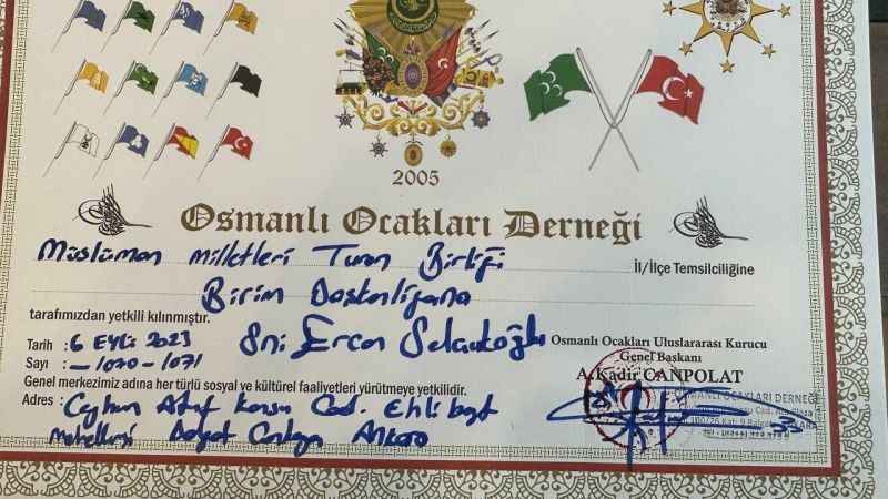 Osmanlı Ocakları, Müslüman milletleri birleştirmeyi amaçlayan Turan Birim Başkanlığına Ercan Selçuk'u atadı.
