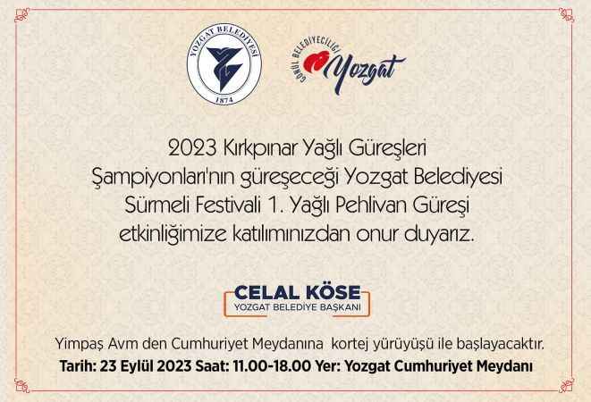 Yozgat Belediyesi Sürmeli Festivali'nde Kırkpınar Şampiyonlarıyla Yağlı Pehlivan Güreşi Heyecanı!