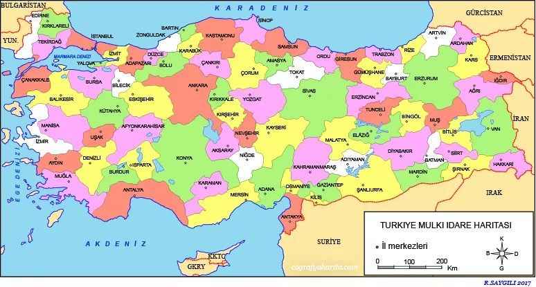 Türkiye'nin Haritası: Renklerle Türkiye'nin İlleri ve Detaylar